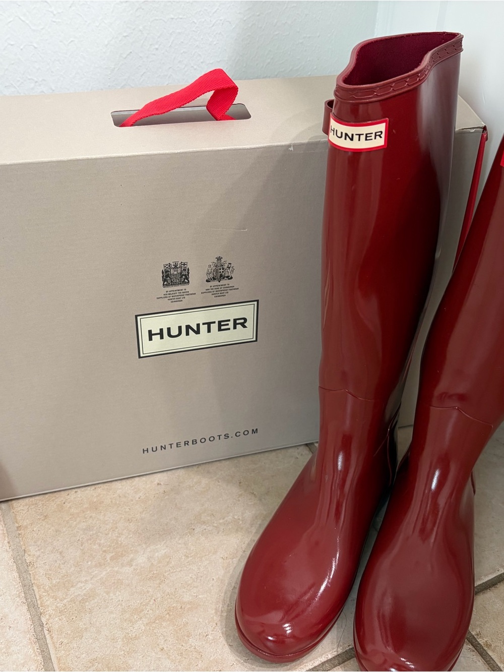 Hunter Women's Gloss Burgundy Tall Rain Boots